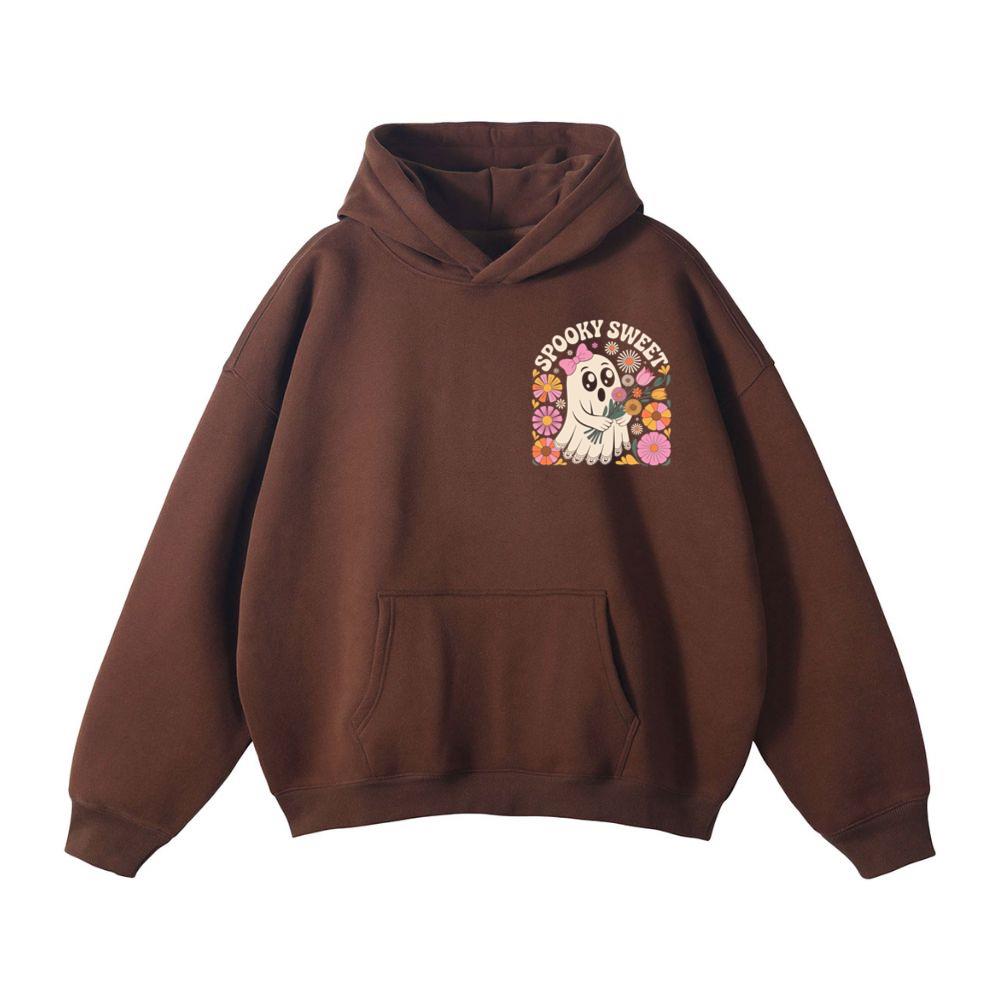 Spooky Sweet Ghost Flower Retro Cartoon Design Hoodie - Image 3