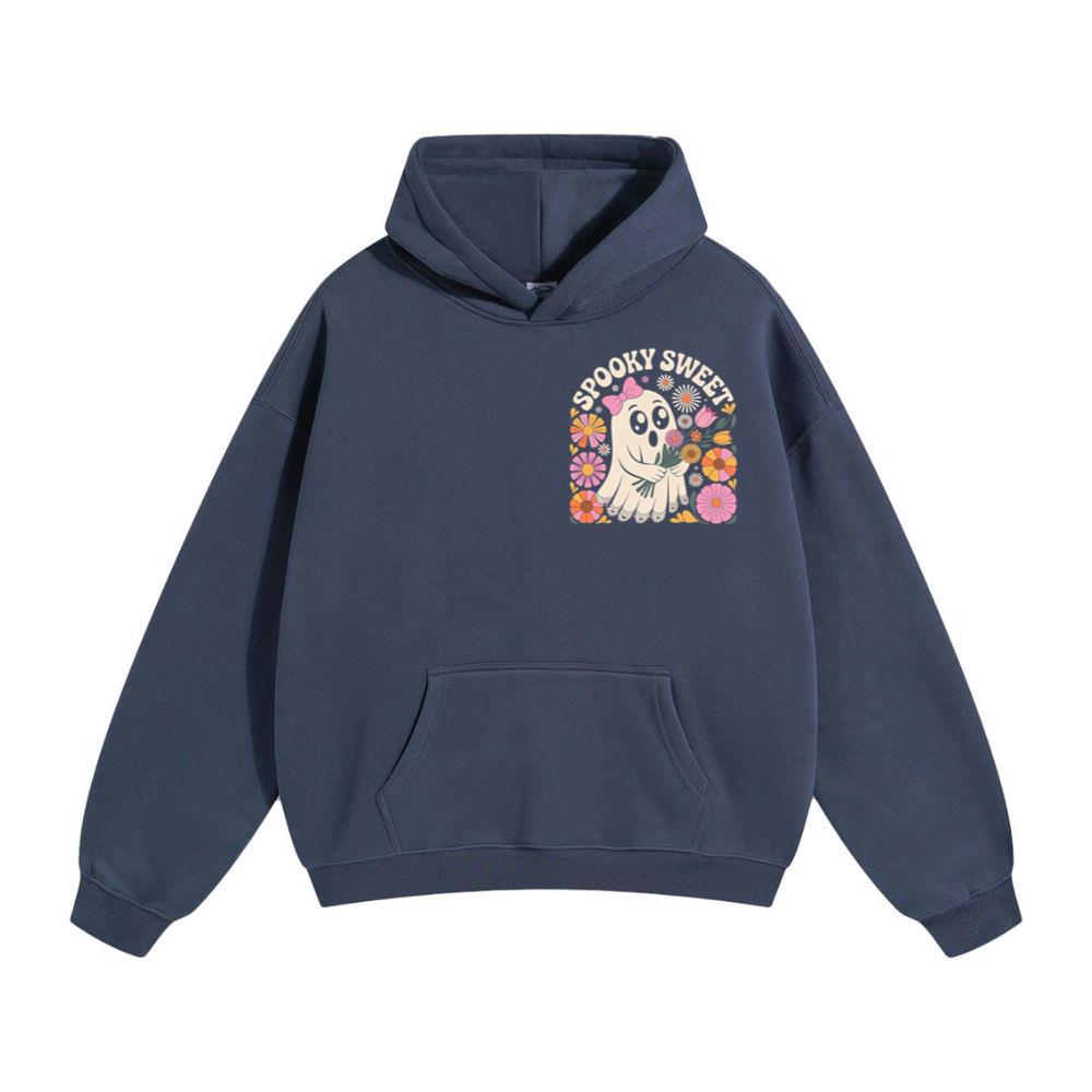 Spooky Sweet Ghost Flower Retro Cartoon Design Hoodie