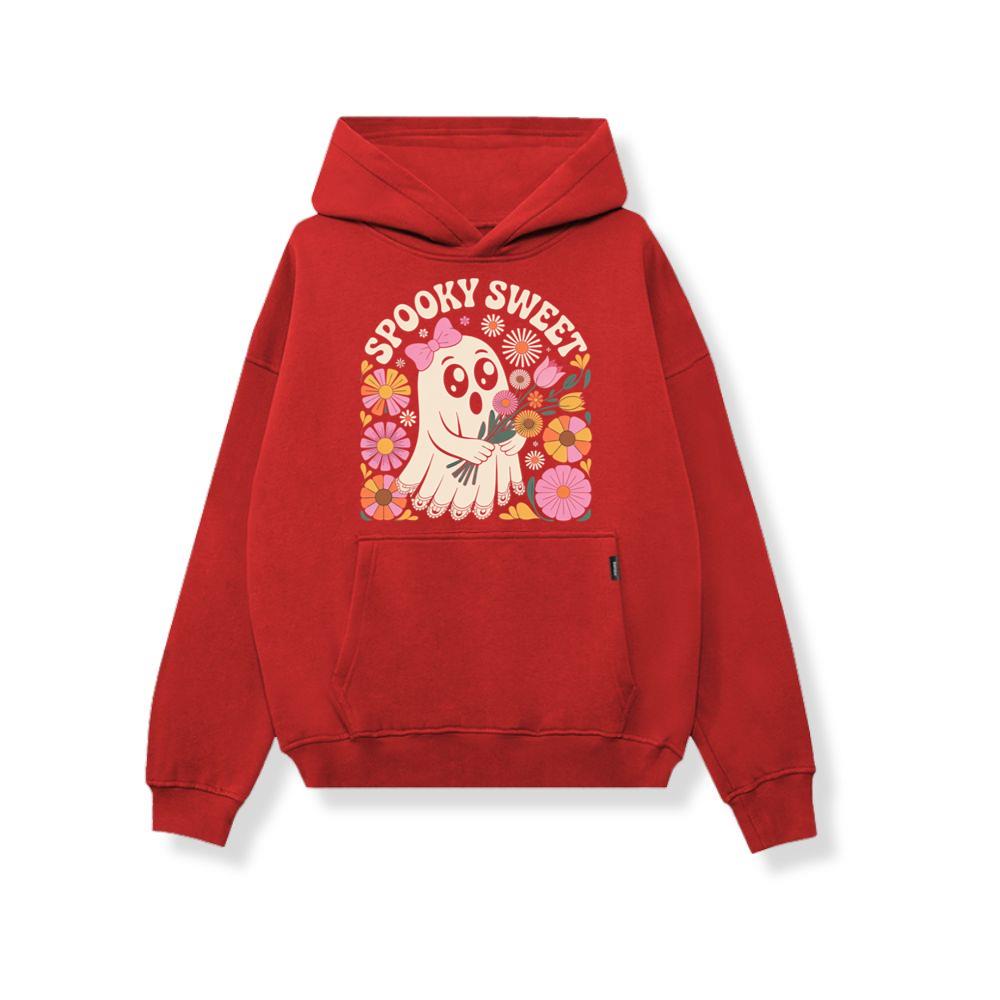 Spooky Sweet Ghost Flower Retro Cartoon Design Hoodies 3
