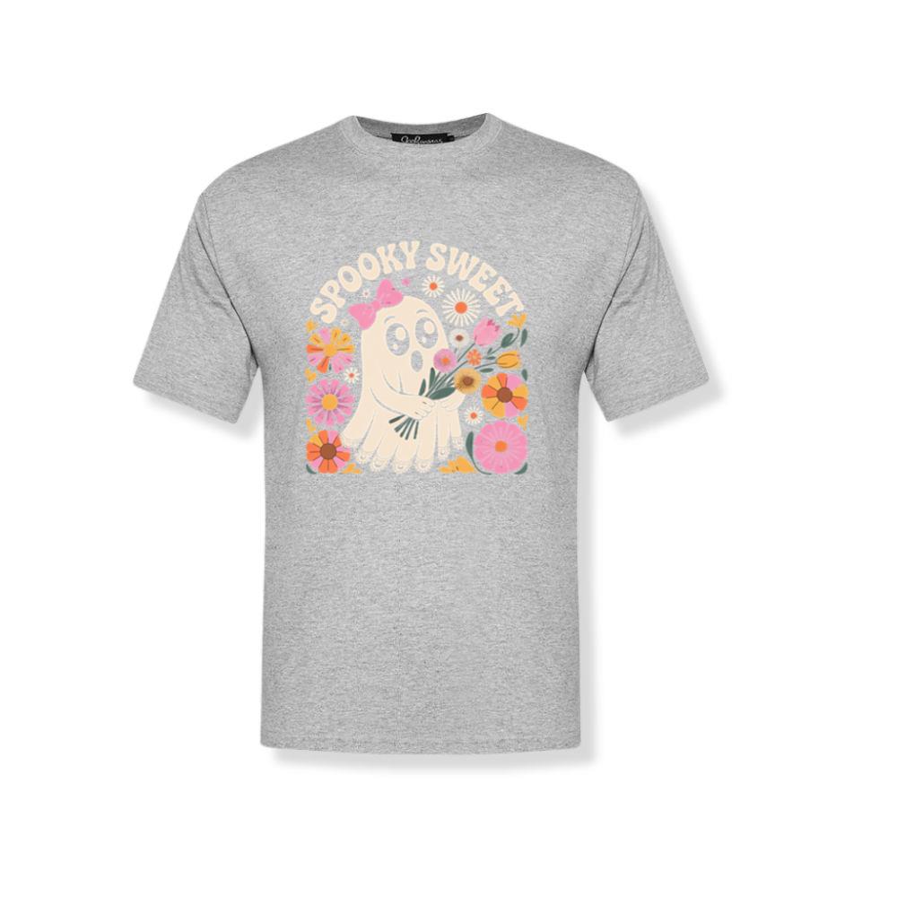 Spooky Sweet Ghost Flower Retro Cartoon Design T-Shirt 3