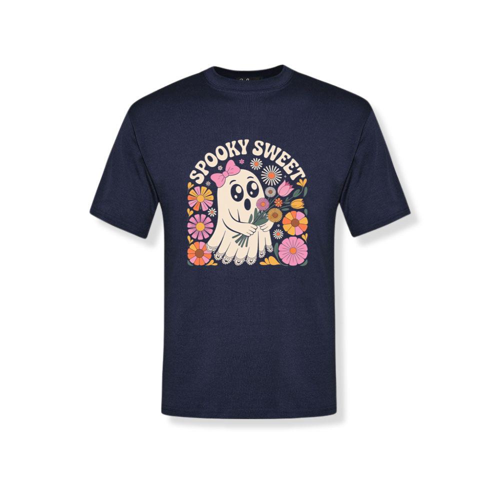 Spooky Sweet Ghost Flower Retro Cartoon Design T-Shirt 2