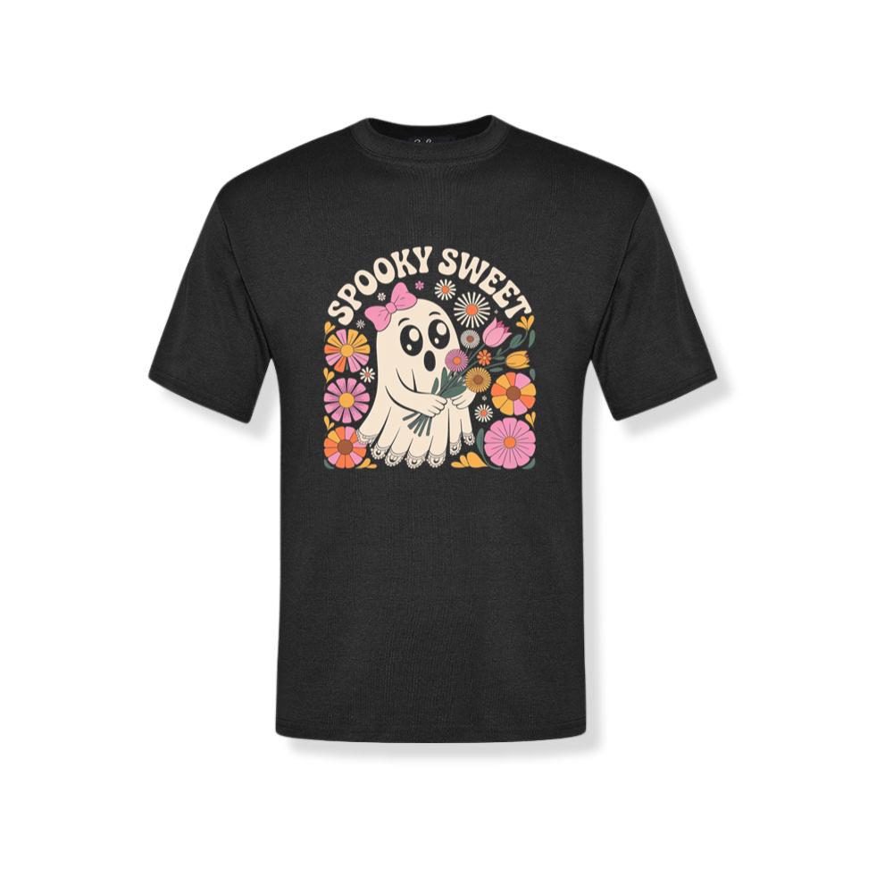 Spooky Sweet Ghost Flower Retro Cartoon Design T-Shirt