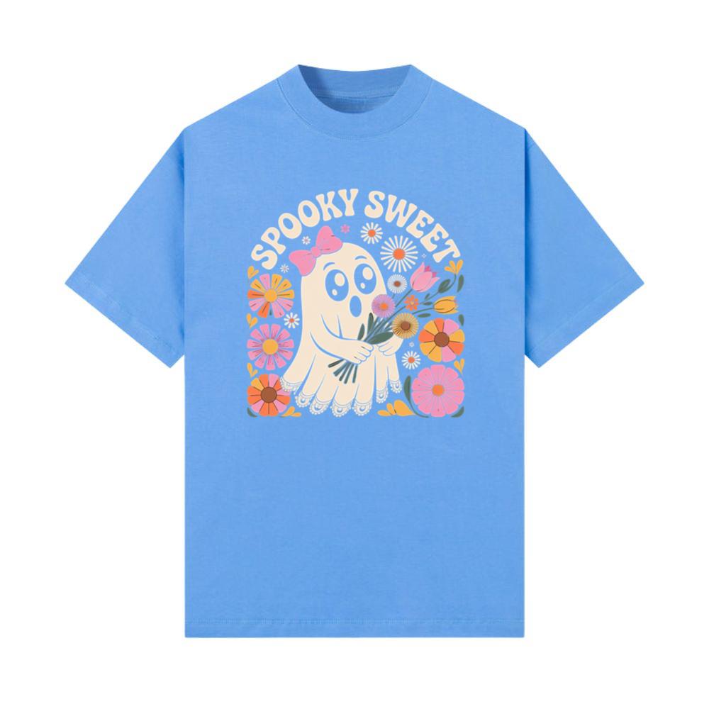 Spooky Sweet Ghost Flower Retro Cartoon Design T-Shirts