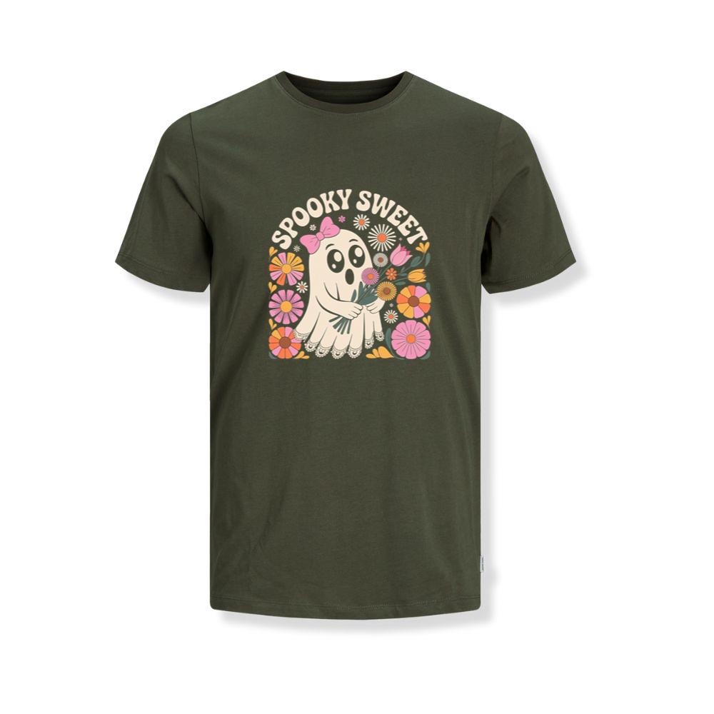 Spooky Sweet Ghost Flower Retro Cartoon Design T-Shirts - Image 3