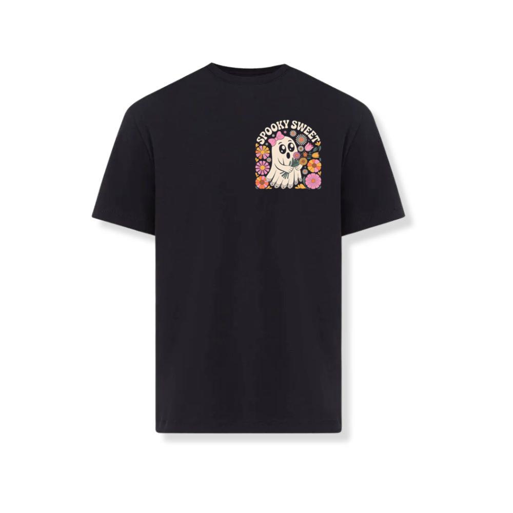 Spooky Sweet Ghost Flower Retro Cartoon Design T-Shirts