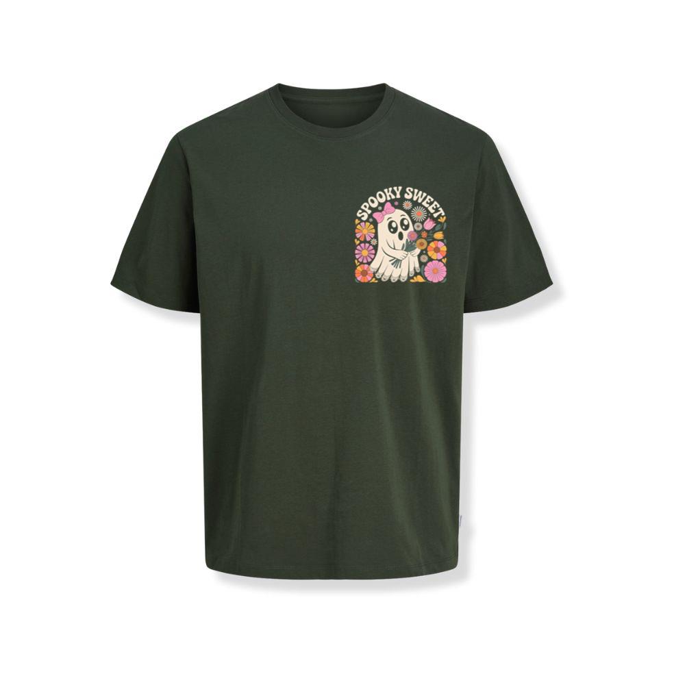 Spooky Sweet Ghost Flower Retro Cartoon Design T-Shirts