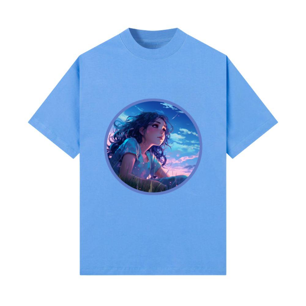 Stargazing Anime Girl Vaporwave Digital T-Shirt