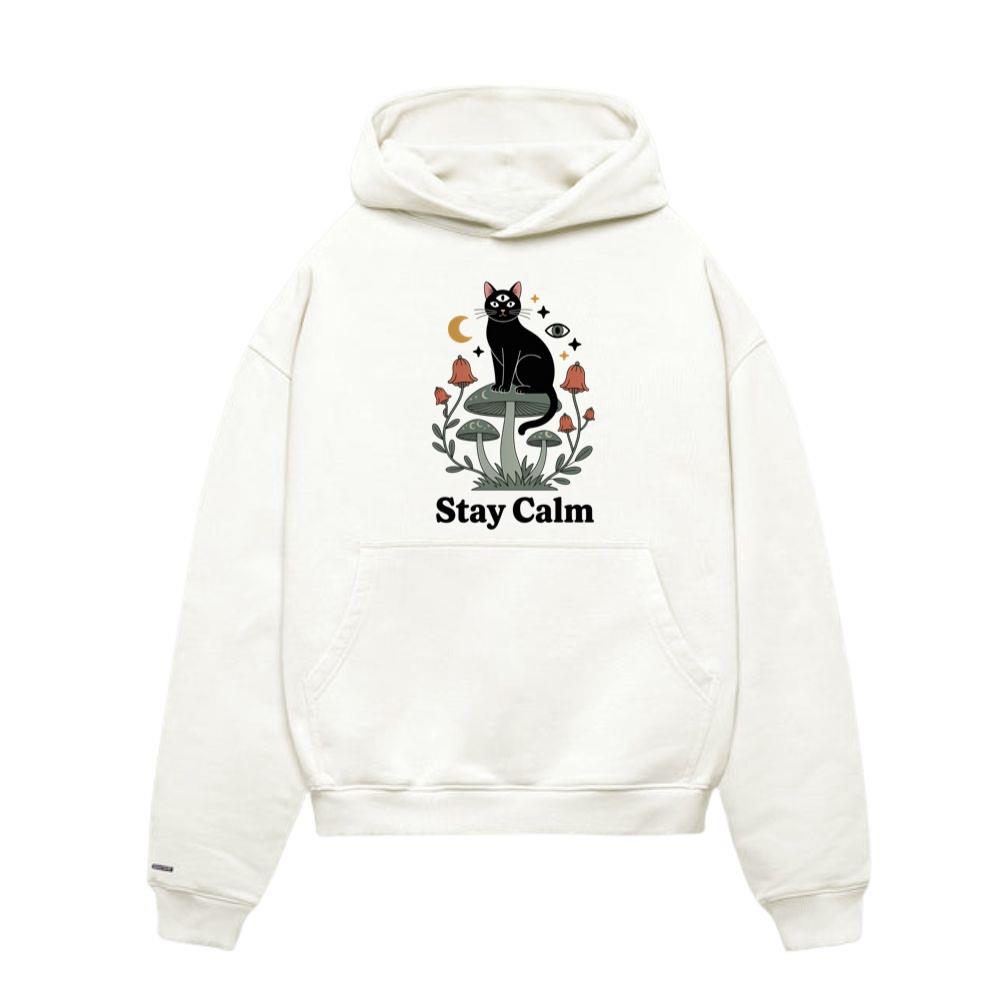 Stay Calm Black Cat Mystical Moon Graphic