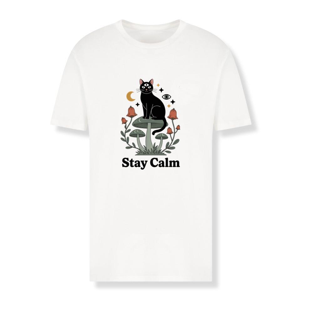 Stay Calm Black Cat Mystical Moon Graphic T-Shirts