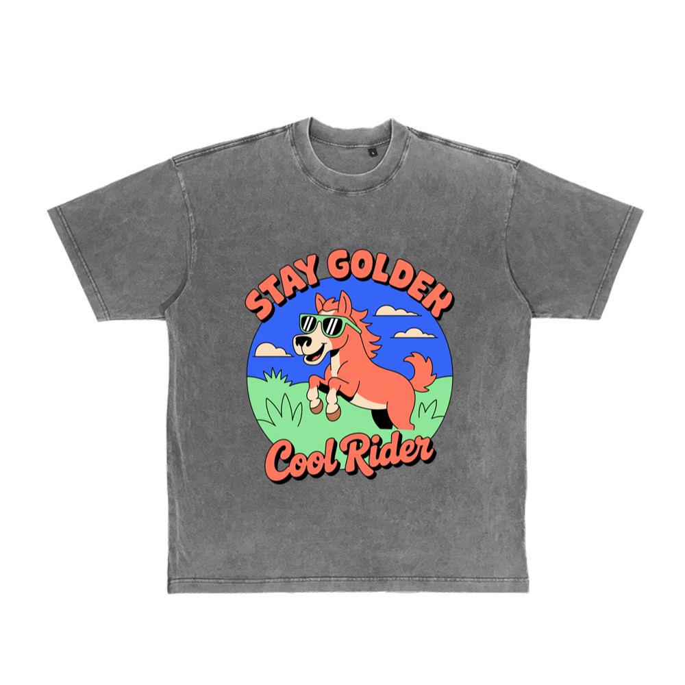 Stay Golden Cool Rider Horse Retro Style Graphic T-Shirt