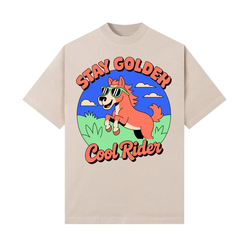 Stay Golden Cool Rider Horse Retro Style Graphic T-Shirt - Image 3