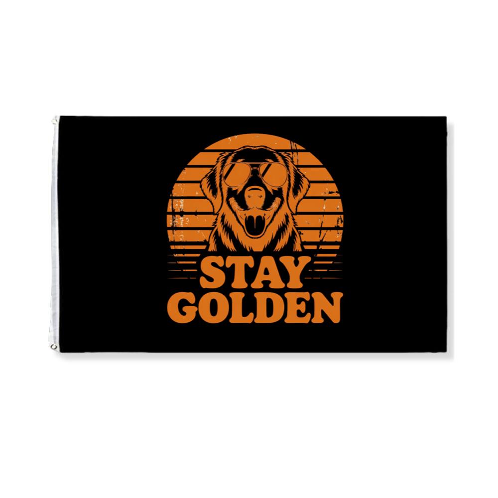 Stay Golden Dog Vintage Graphic for Pet Lovers and Optimistic Souls Flag