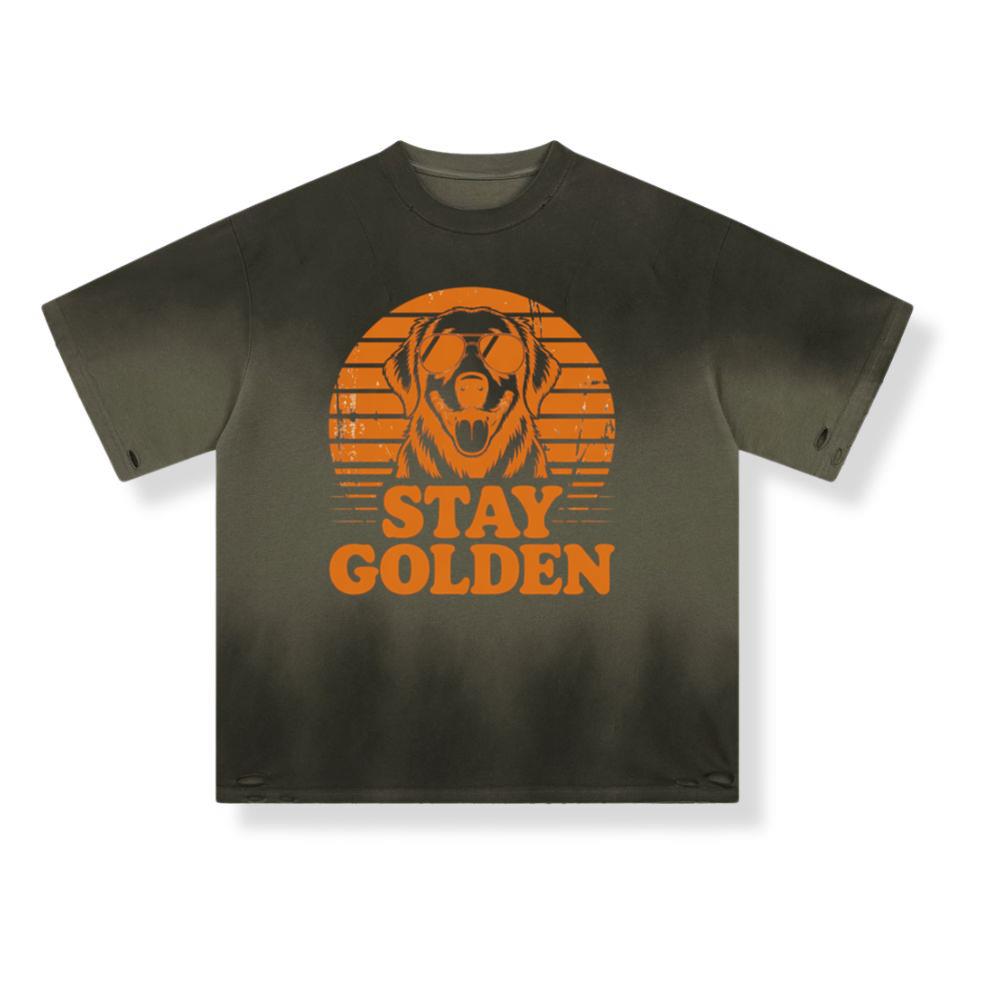 Stay Golden Dog Vintage Graphic for Pet Lovers and Optimistic Souls T-Shirt - Image 2