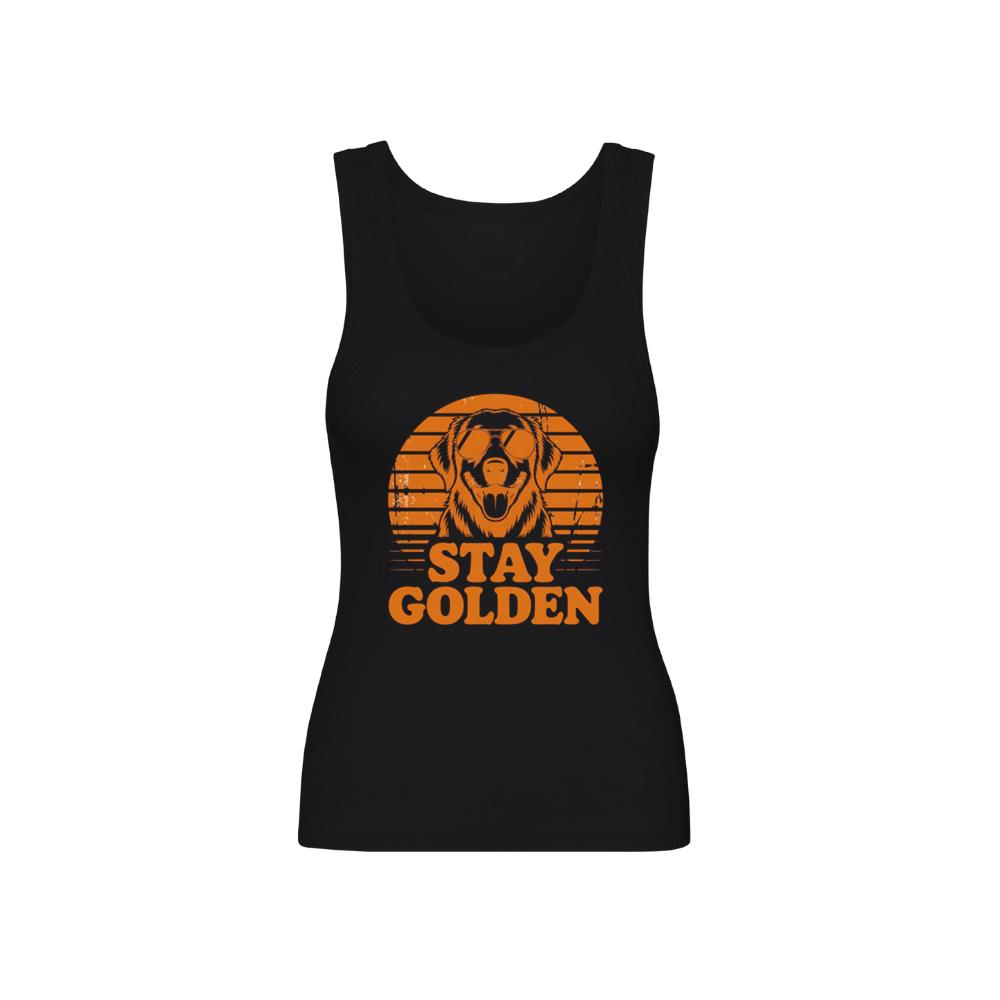 Stay Golden Dog Vintage Graphic for Pet Lovers and Optimistic Souls Tank Top