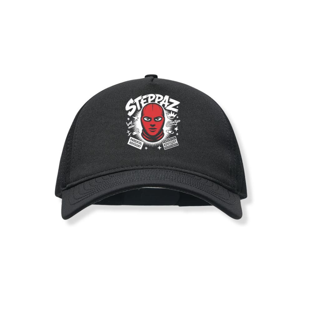 Steppaz Red Mask Character Underground Street Culture Design Black Hat