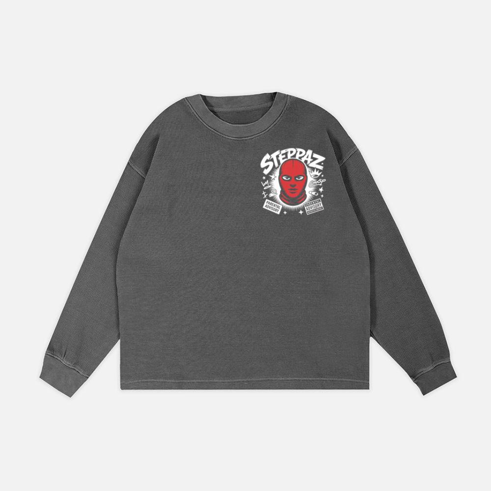 Steppaz Red Mask Character Underground Street Culture Design Sweatshirt - Image 2