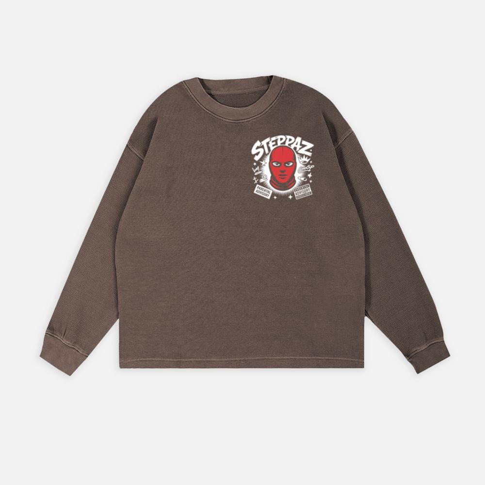 Steppaz Red Mask Character Underground Street Culture Design Sweatshirt - Image 3