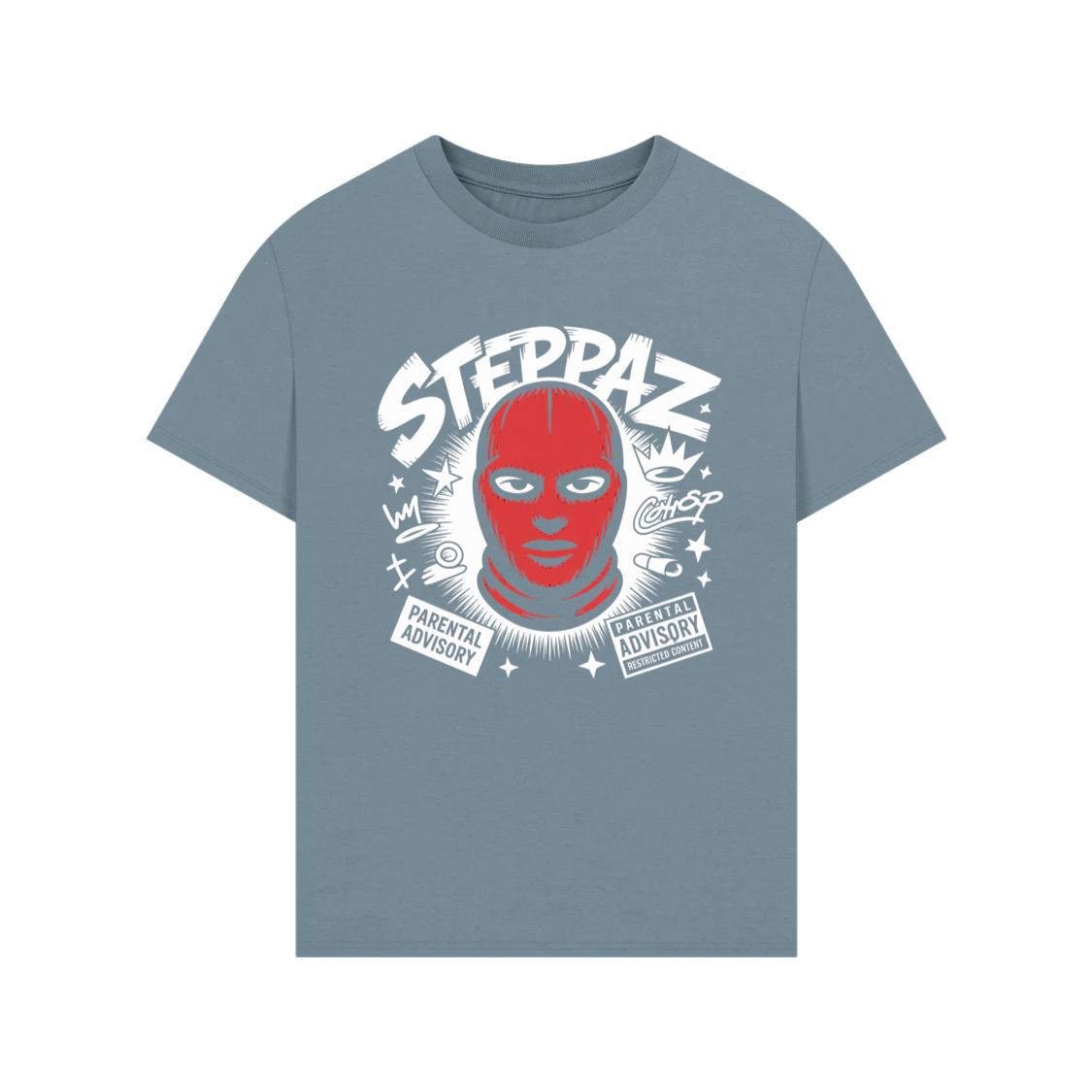 Steppaz Red Mask Character Underground Street Culture Design T-Shirt