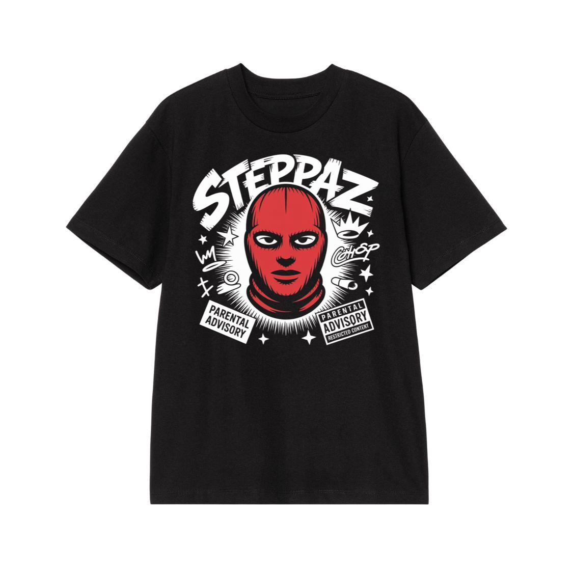 Steppaz Red Mask Character Underground Street Culture Design T-Shirt