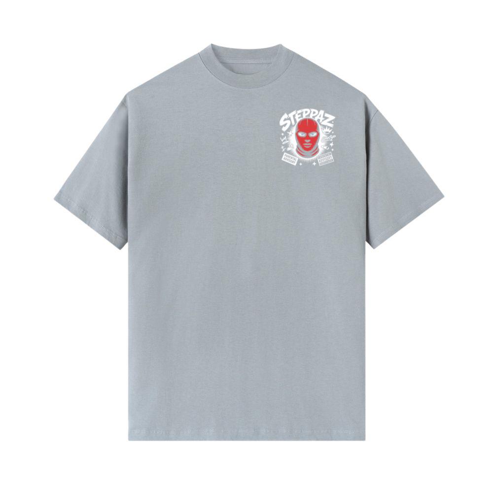 Steppaz Red Mask Character Underground Street Culture Design T-Shirt - Image 2