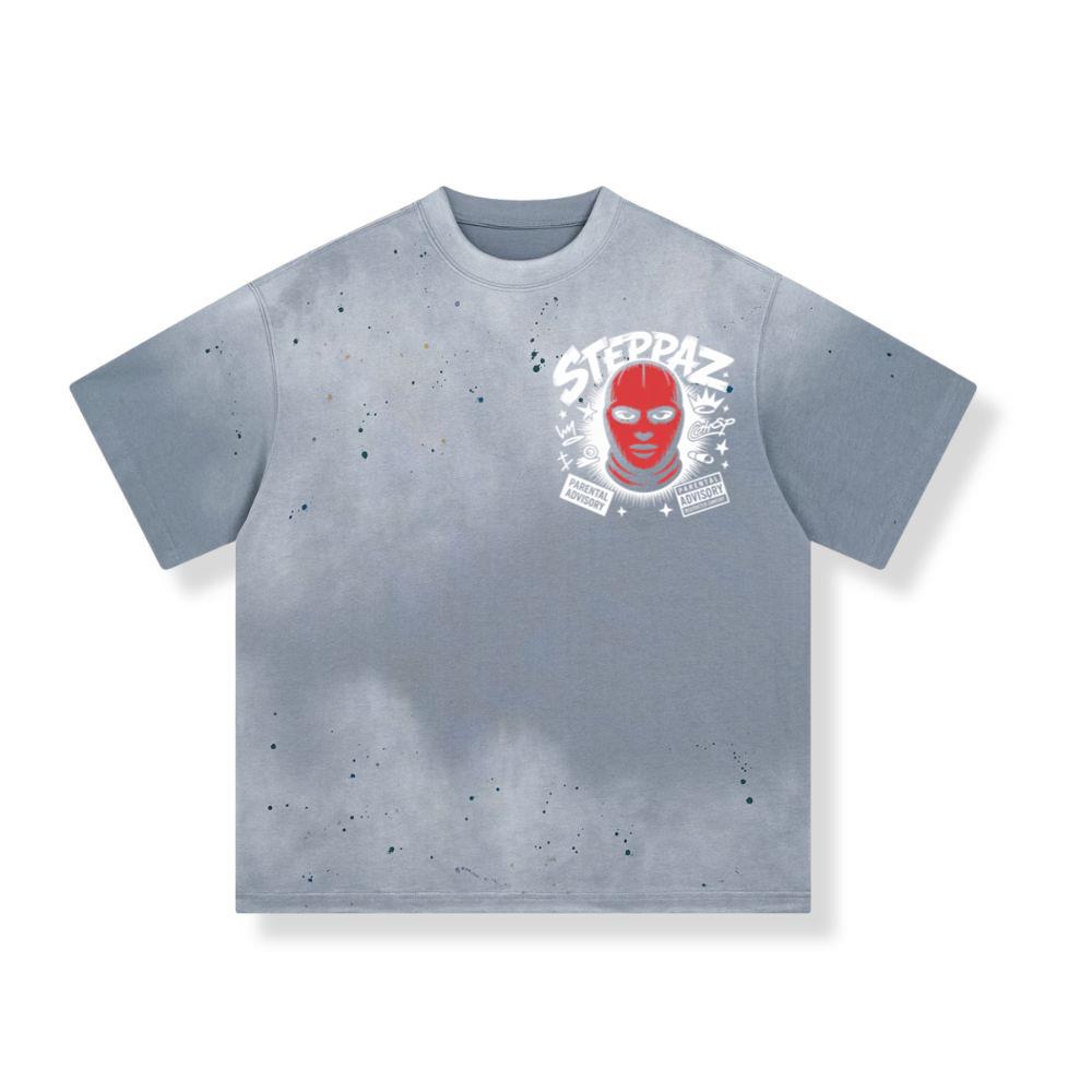 Steppaz Red Mask Character Underground Street Culture Design T-Shirt