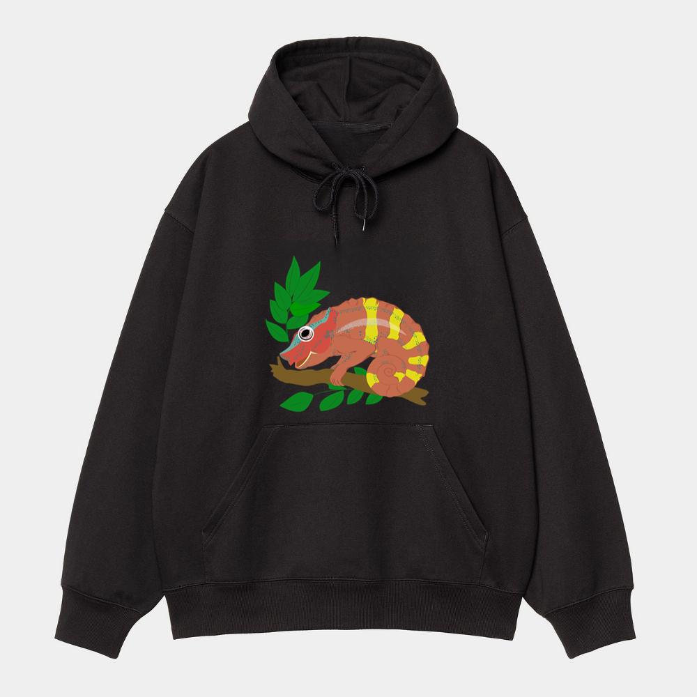 Striped Chameleon On Branch Hoodie