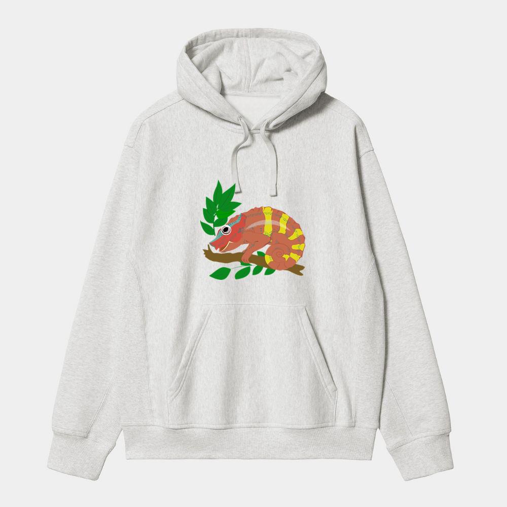 Striped Chameleon On Branch Hoodie