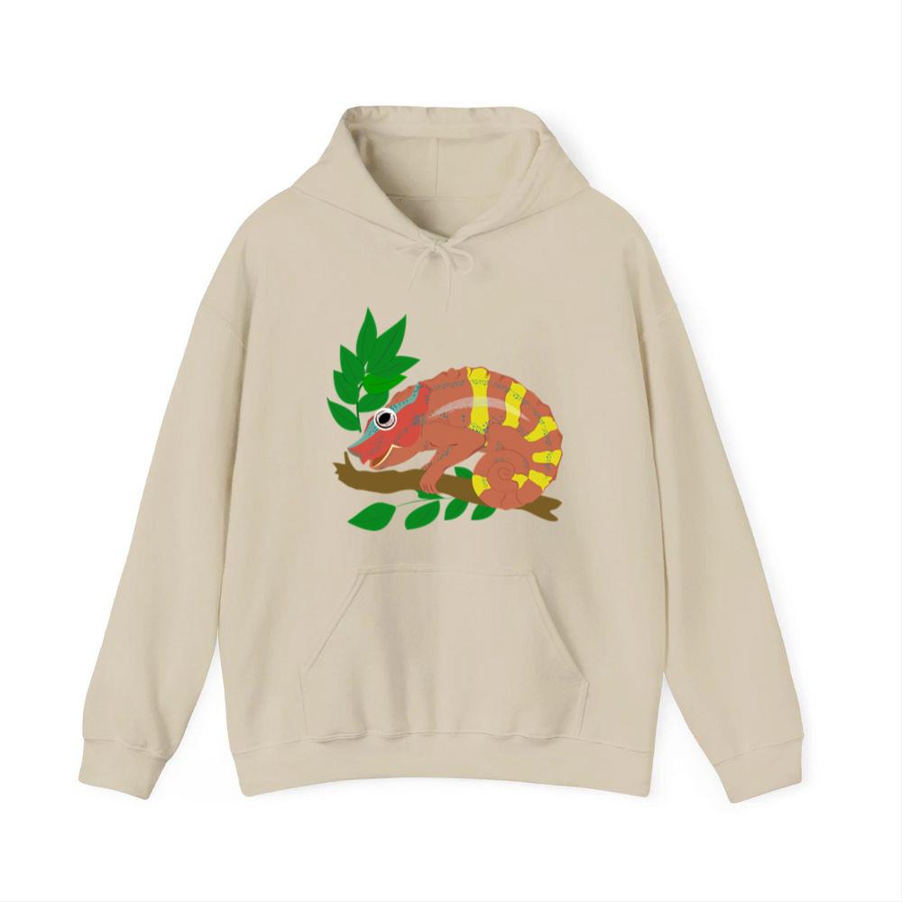 Striped Chameleon On Branch Hoodies