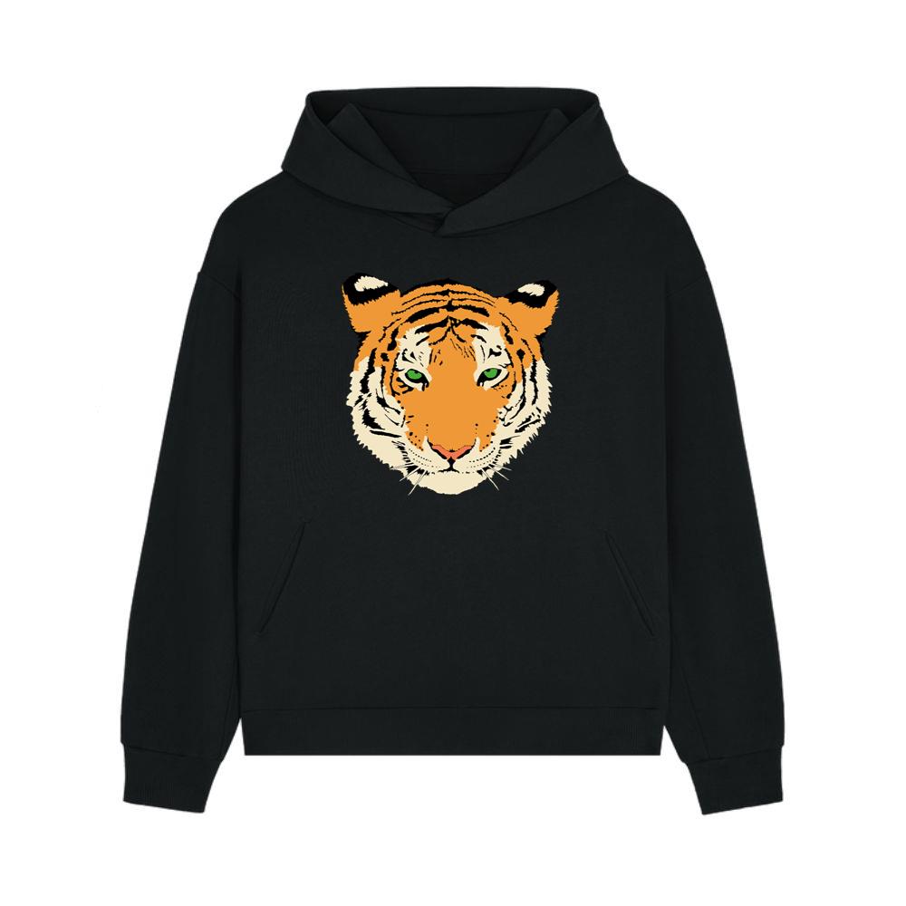 Striped Tiger Head Hoodie