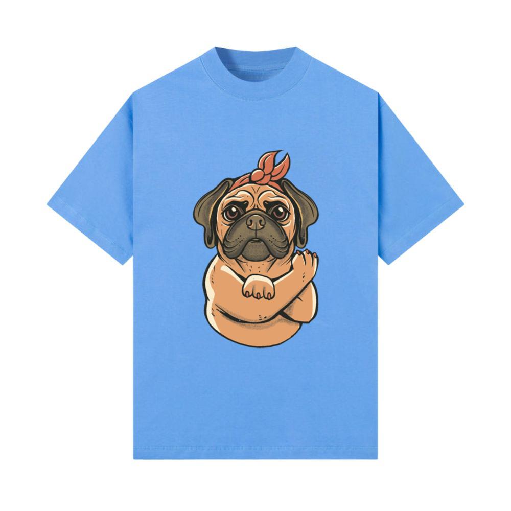 Strong Woman Pug Dog Animal Lover Design T-Shirt