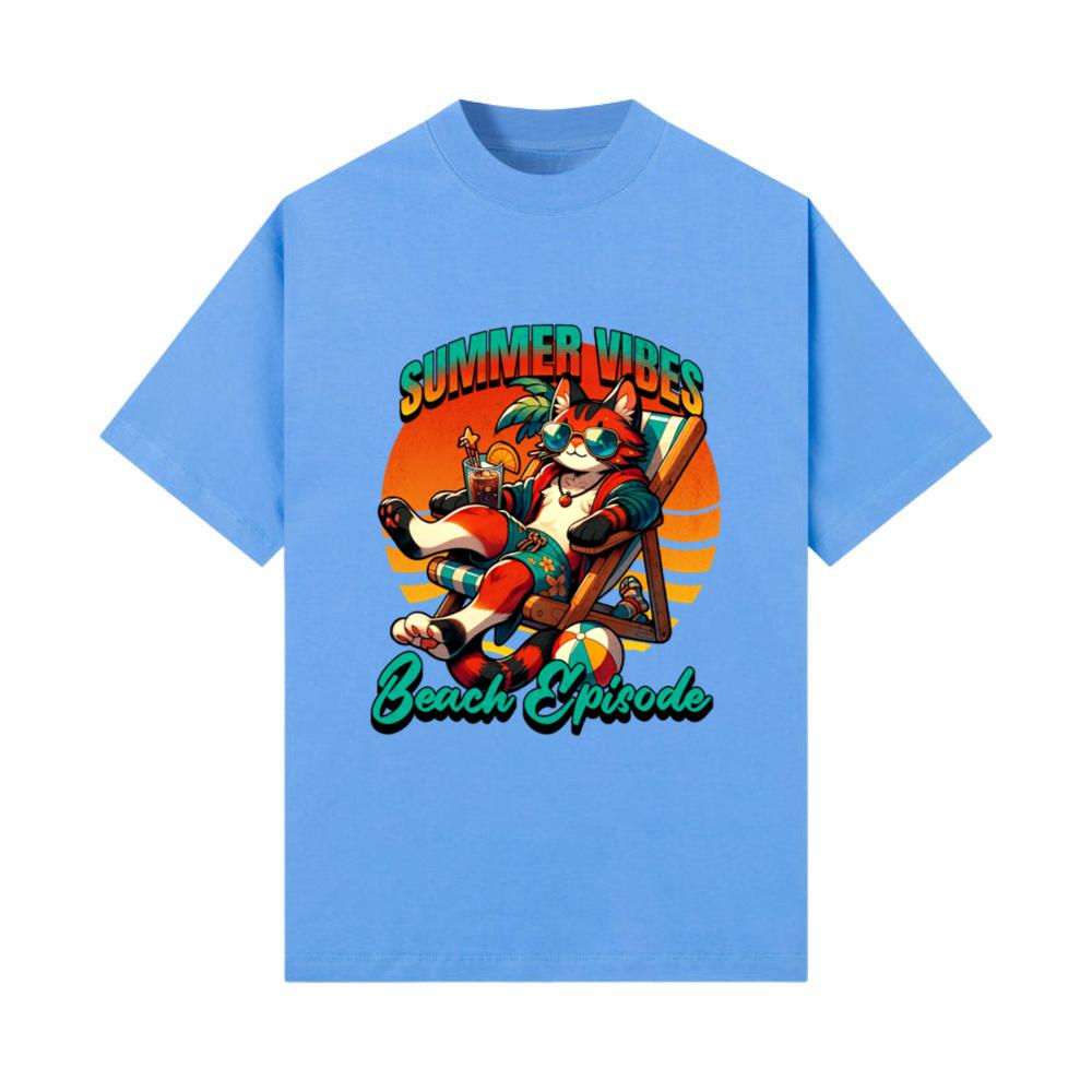 Summer Vibes Beach Episode Anime Cat Funny Cute ma T-Shirt