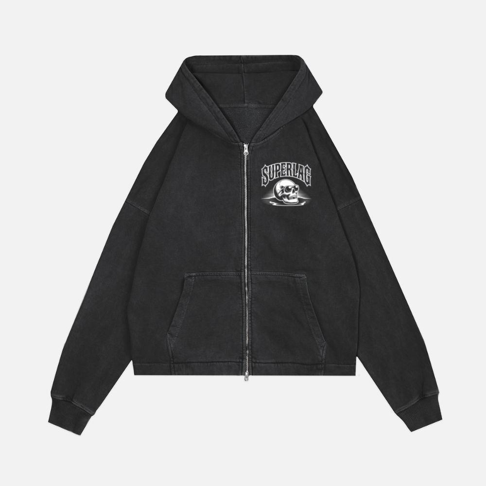 Superlag Skull with Sunglasses Streetwear Style Design Zip Hoodie