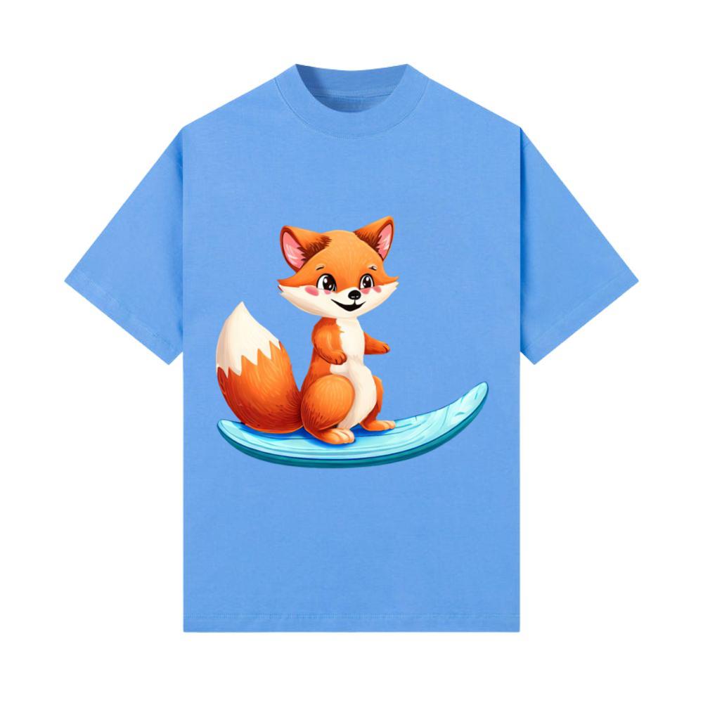 Surfing Fox on a Surfboard, Adventurous Animal T-Shirt