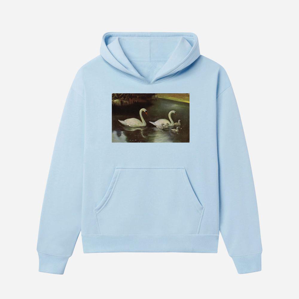Swan Family on a Quiet Lake Hoodies