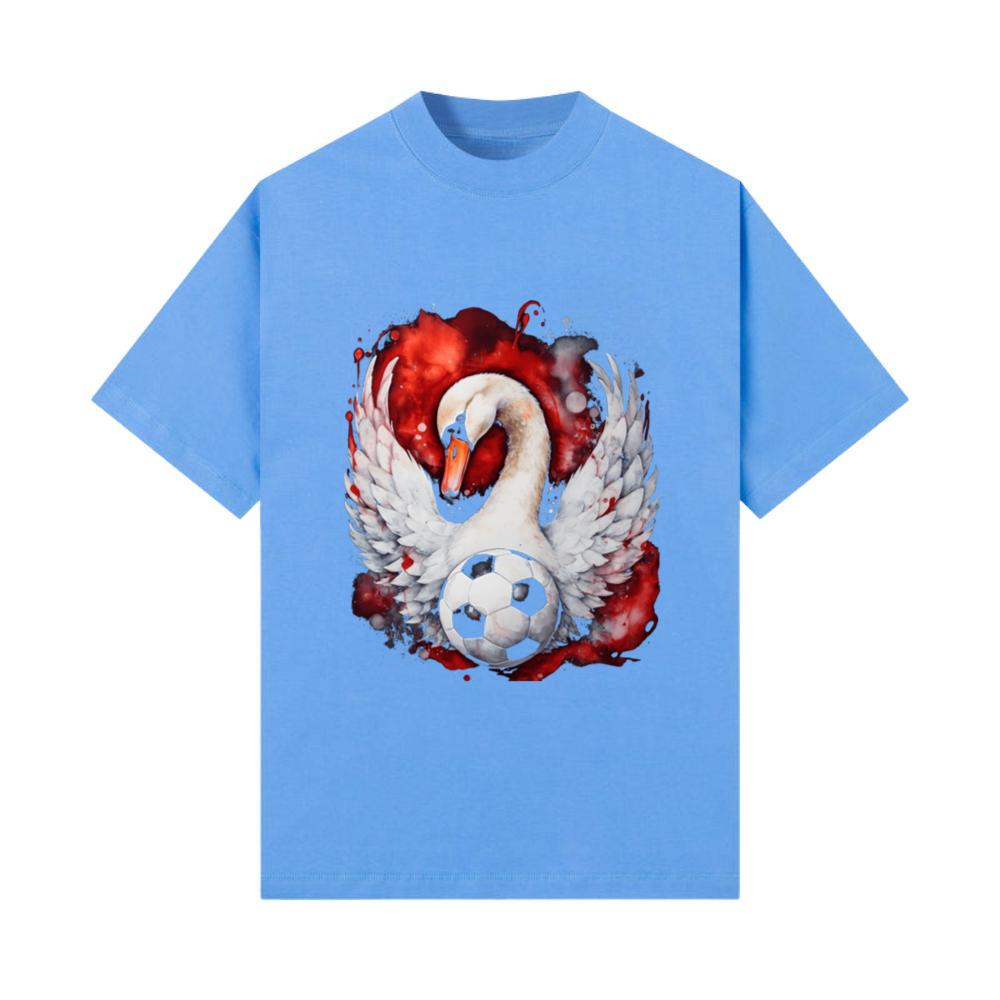 Swan Football Soccer Colorful Animal Graphic T-Shirt