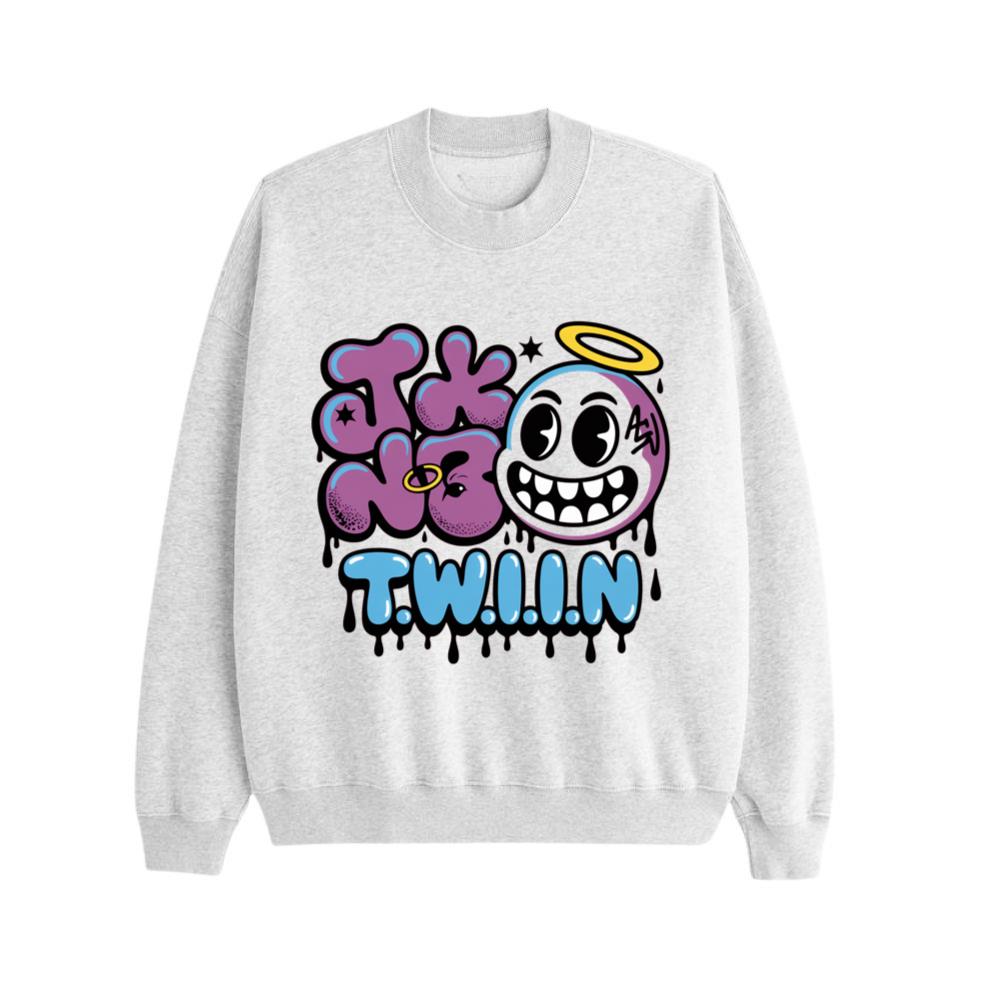 T.W.I.I.N Cartoon Face Funny Retro Graphic Sweatshirt