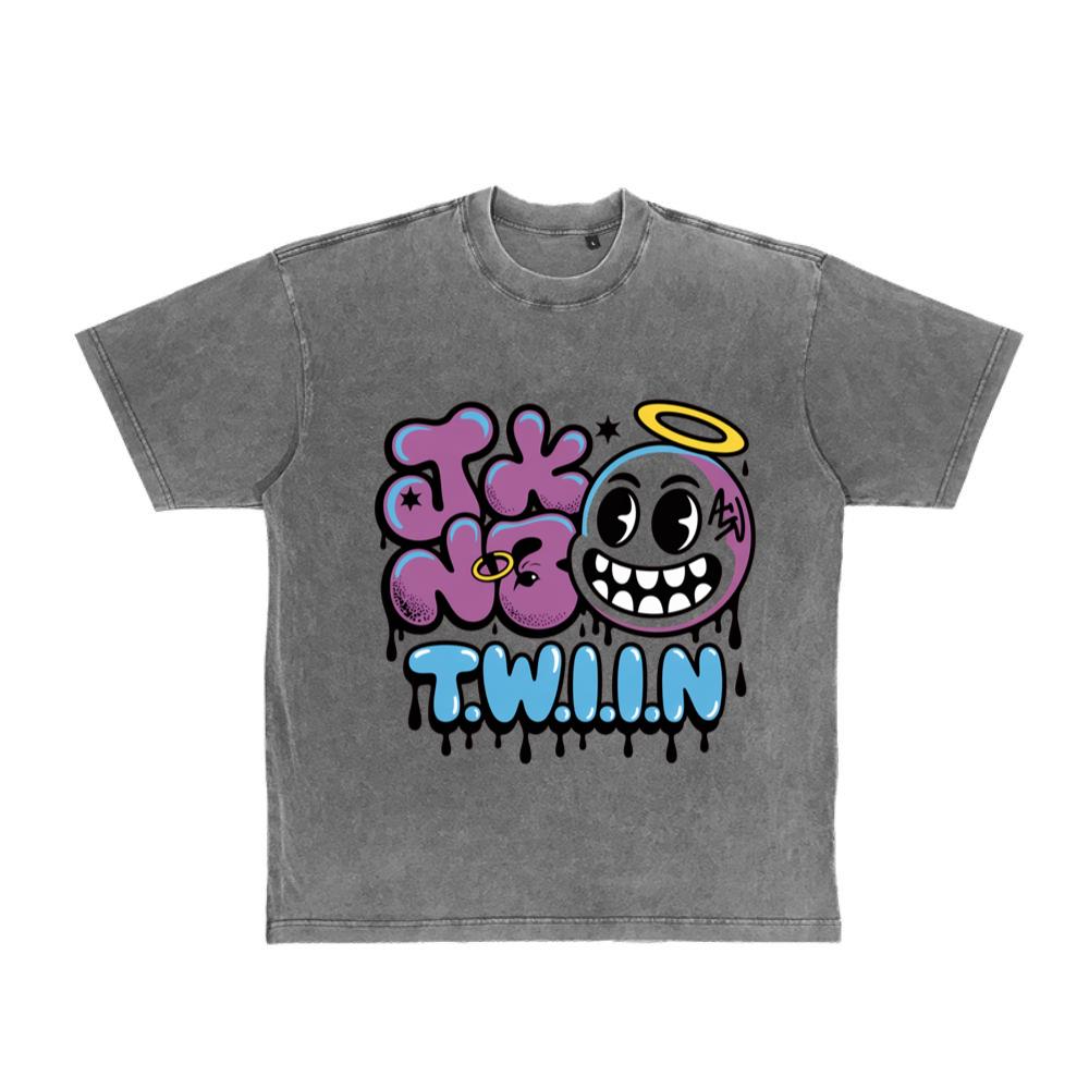 T.W.I.I.N Cartoon Face Funny Retro Graphic T-Shirt