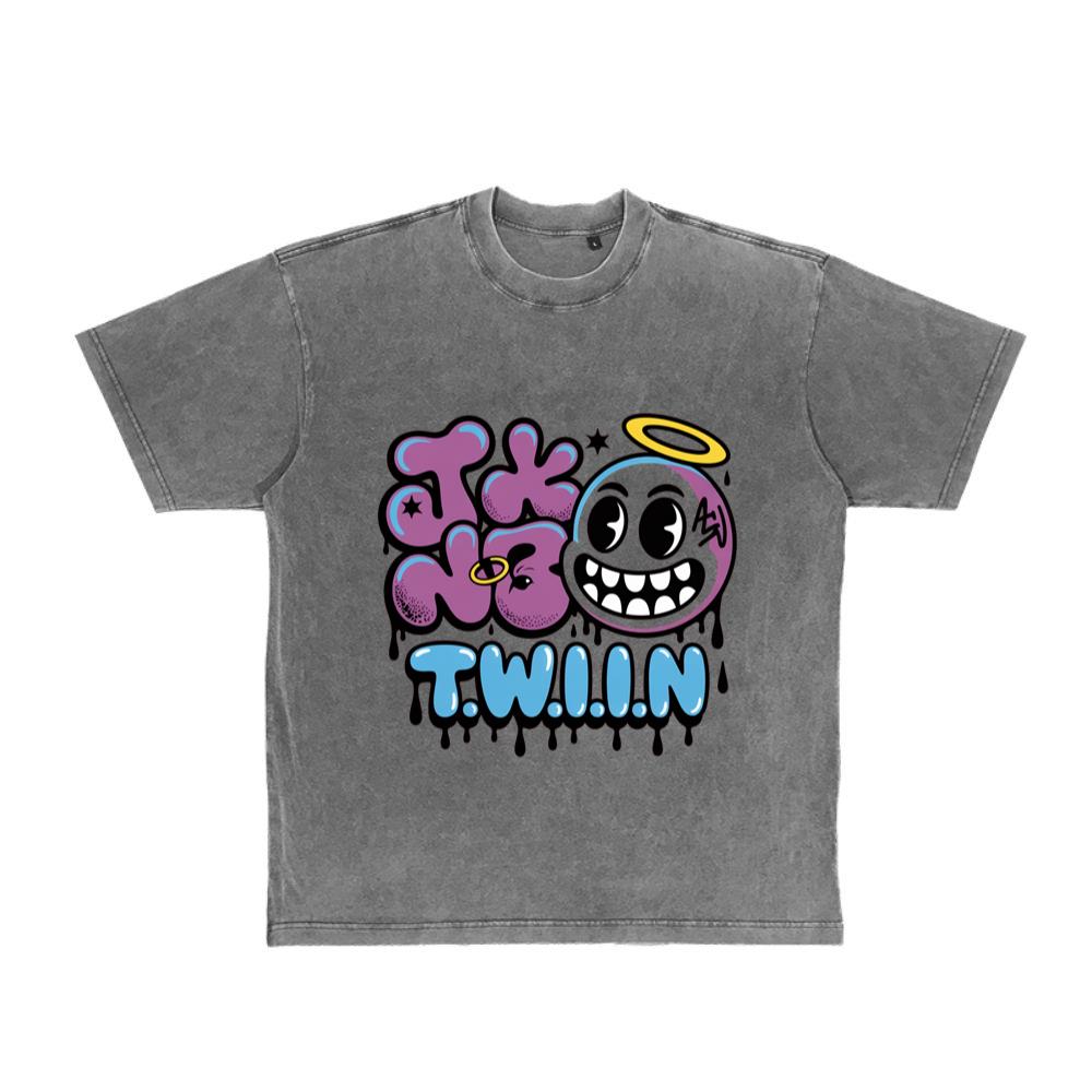 T.W.I.I.N Cartoon Face Funny Retro Graphic T-Shirt