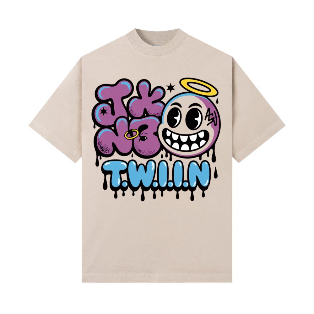 T.W.I.I.N Cartoon Face Funny Retro Graphic T-Shirt - Image 3