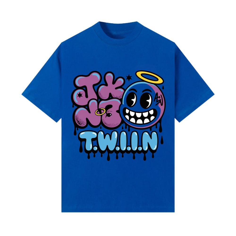 T.W.I.I.N Cartoon Face Funny Retro Graphic T-Shirt
