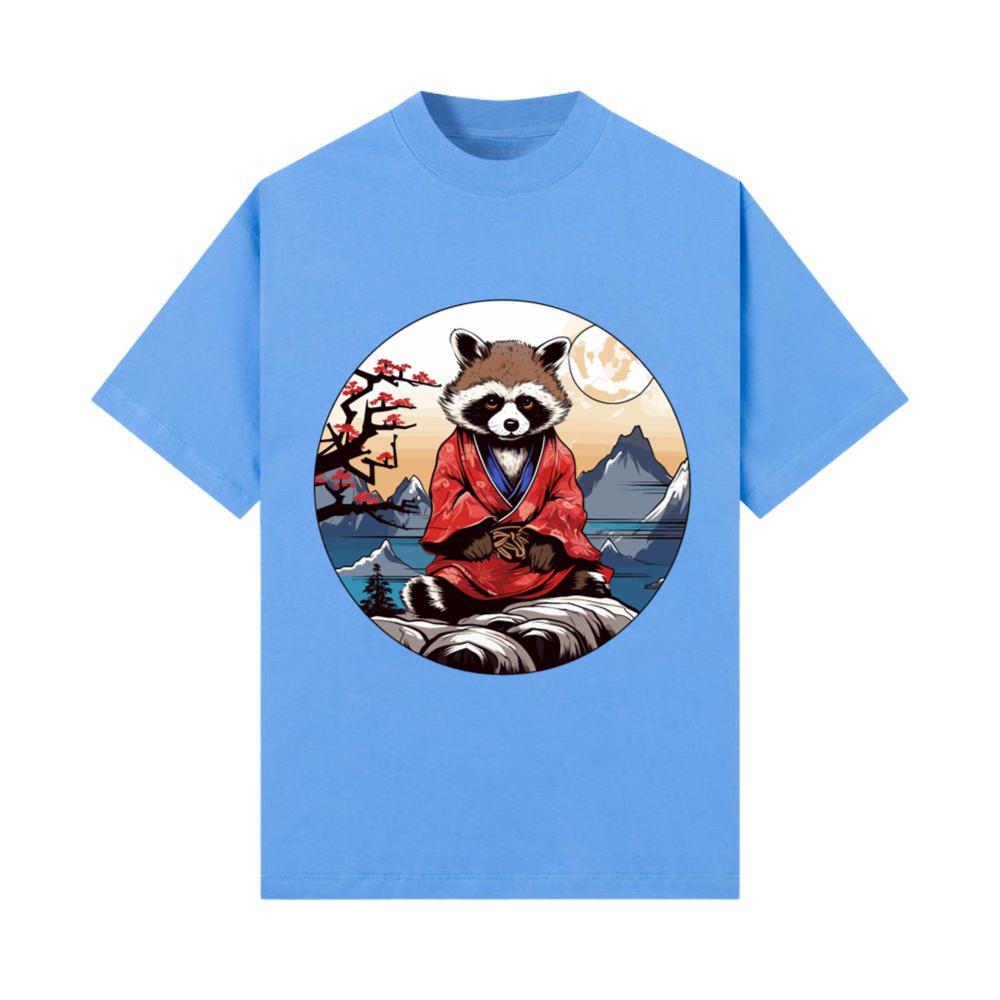 tanuki raccoon dog in kimono in anime style T-Shirt