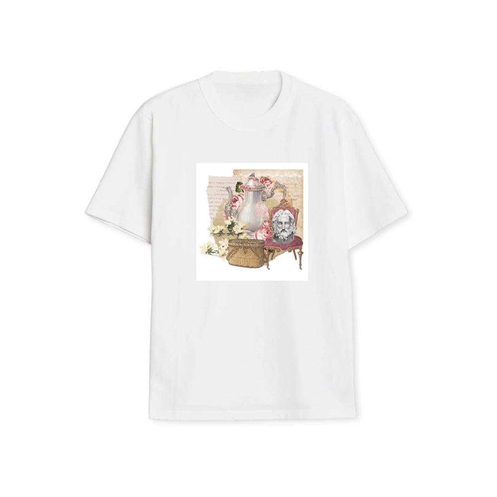 Teapot, Flowers, Bust, and Basket in a Surreal Composition T-Shirts