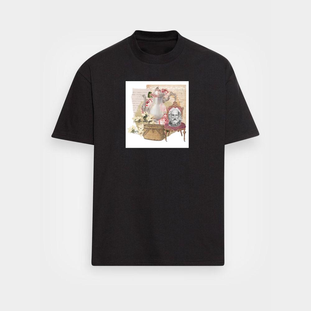 Teapot, Flowers, Bust, and Basket in a Surreal Composition T-Shirts