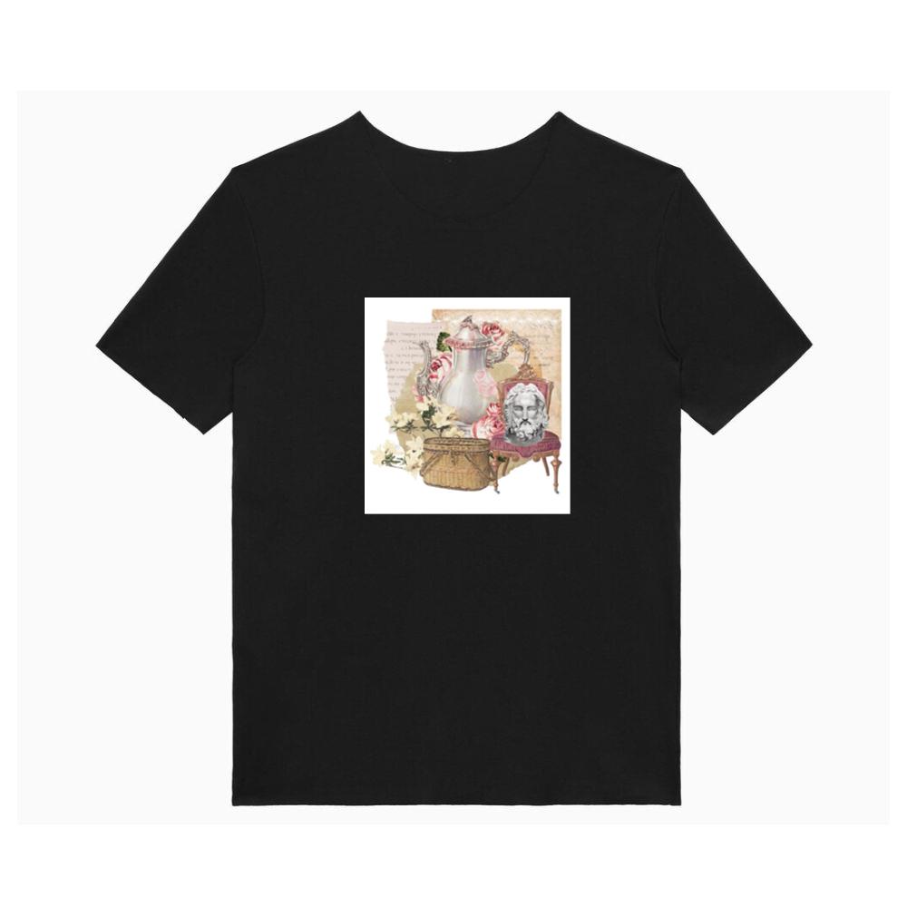 Teapot, Flowers, Bust, and Basket in a Surreal Composition T-Shirts