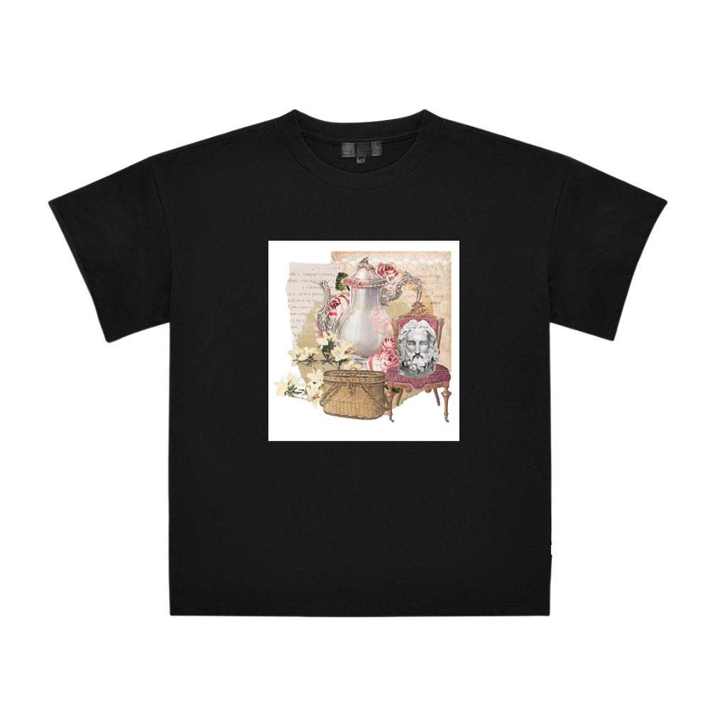 Teapot, Flowers, Bust, and Basket in a Surreal Composition T-Shirts