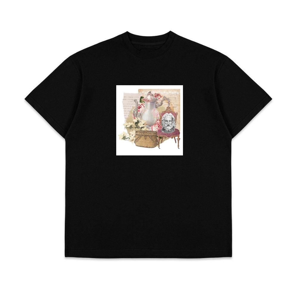 Teapot, Flowers, Bust, and Basket in a Surreal Composition T-Shirts
