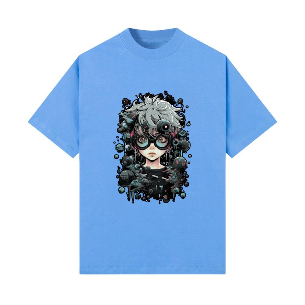 Tech Girl Anime Style Portrait Digital Abstract T-Shirt