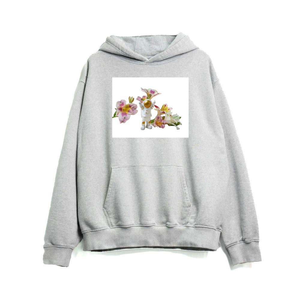 The Astronaut's Floral Encounter Hoodies