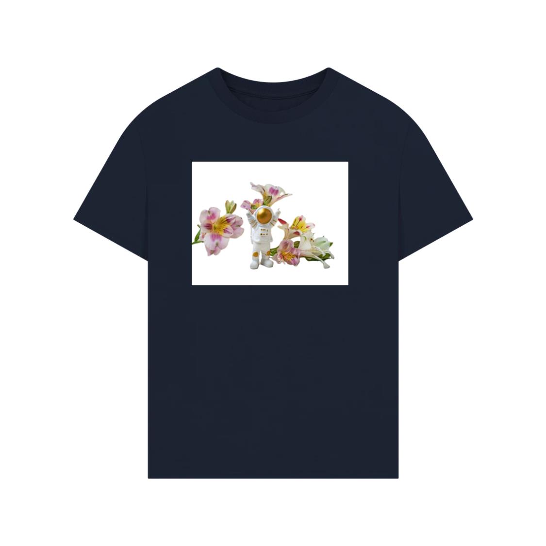 The Astronaut's Floral Encounter T-Shirt