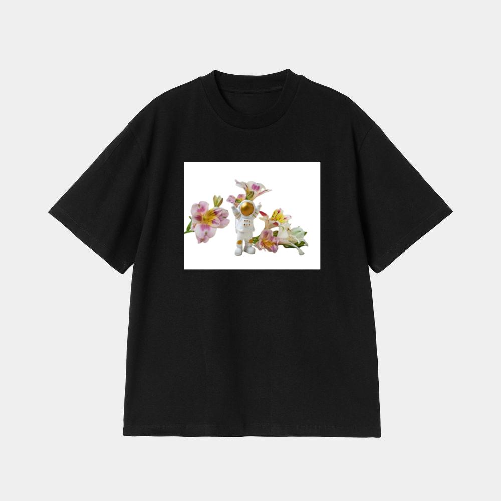 The Astronaut's Floral Encounter T-Shirt